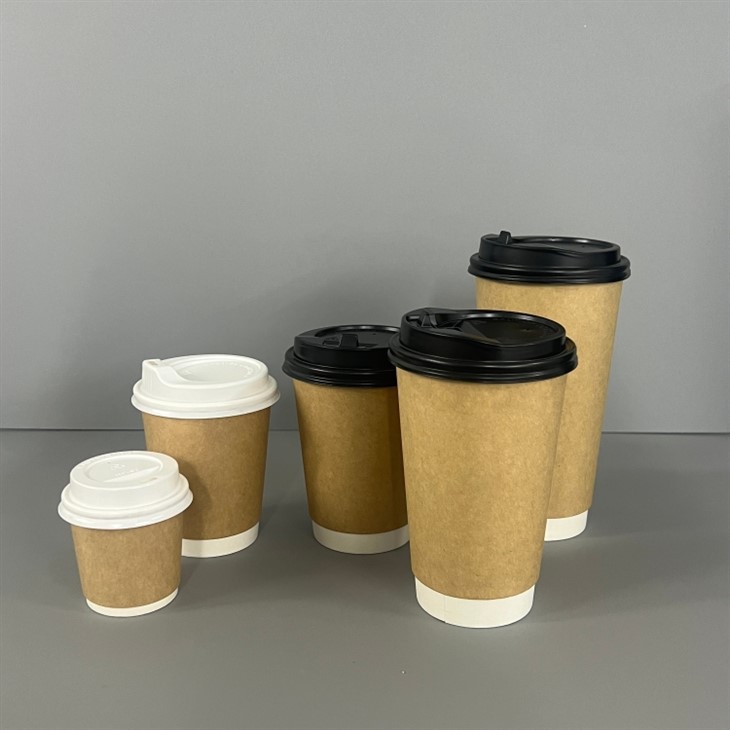 kraft double wall coffee cups with lids